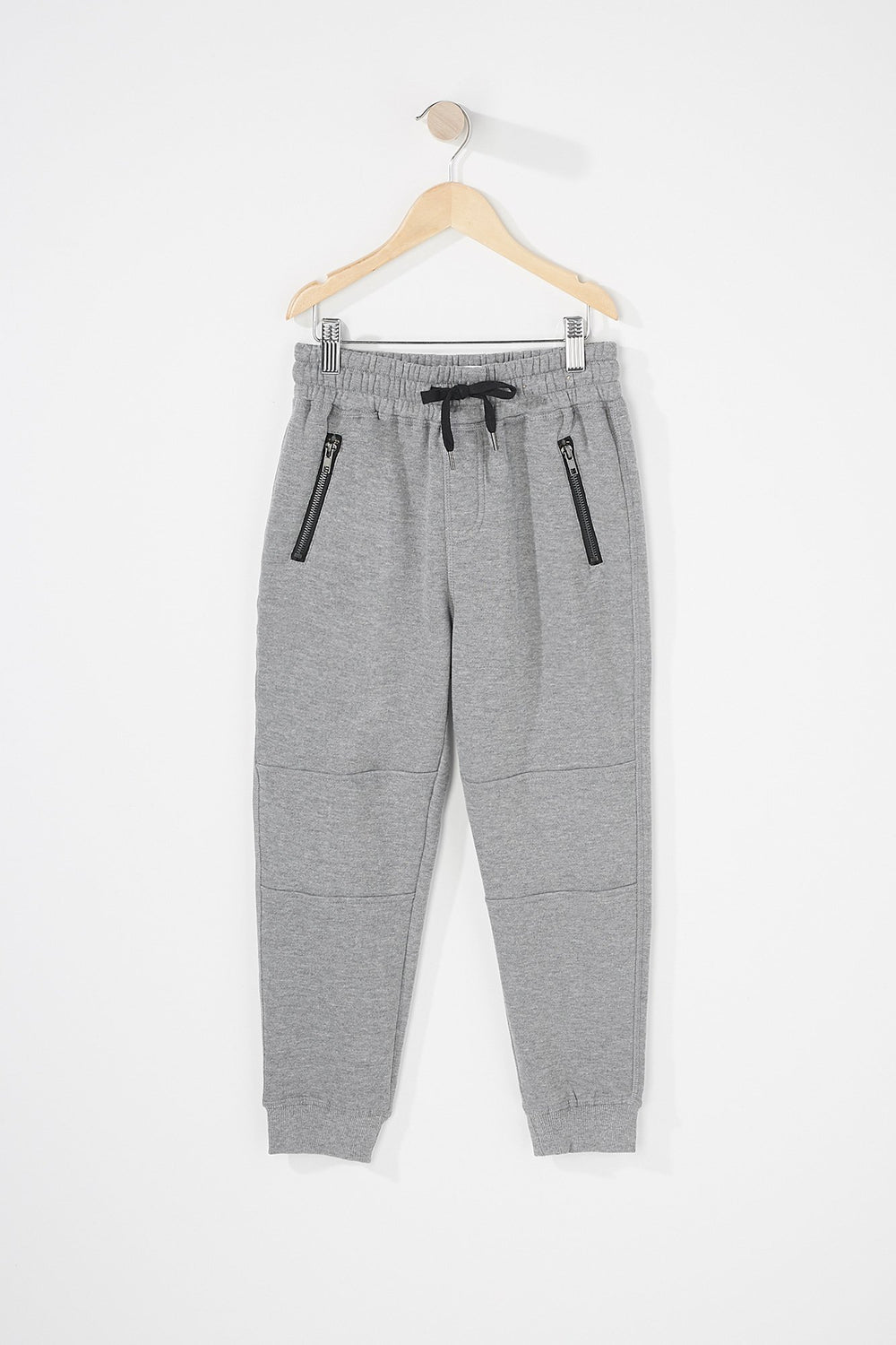 Kids Boys Fleece Zipper Drawstring Jogger Heather Grey