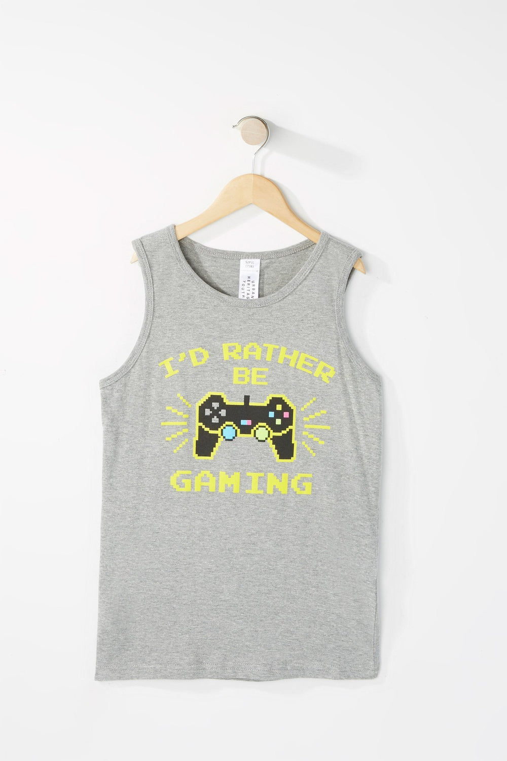 Kids Boys I'd Rather Be Gaming Graphic Tank Heather Grey