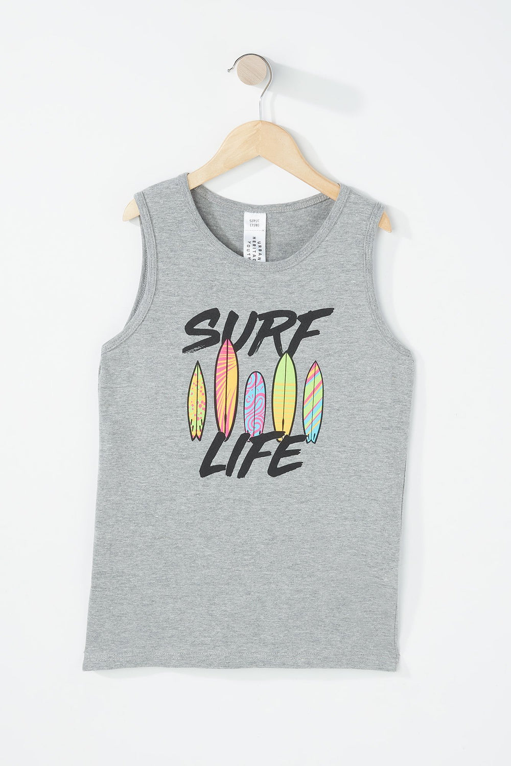 Kids Boys Surf Life Graphic Tank Heather Grey