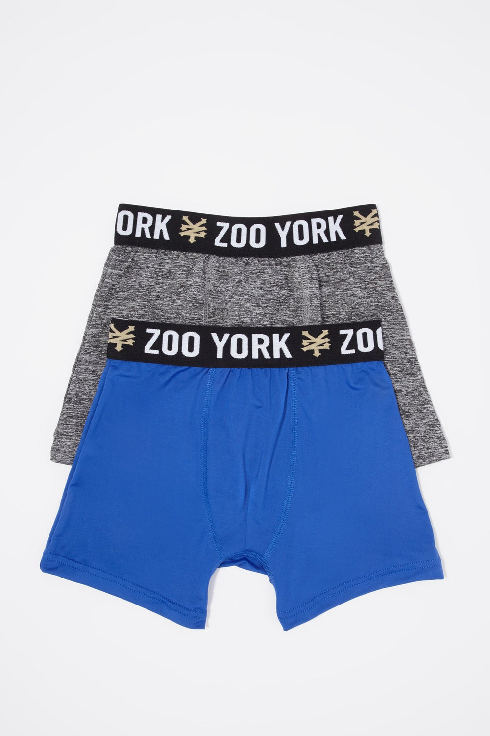 Kids Boys Zoo York Banded Grey & Blue Boxer Briefs (2 Pairs) Heather Grey
