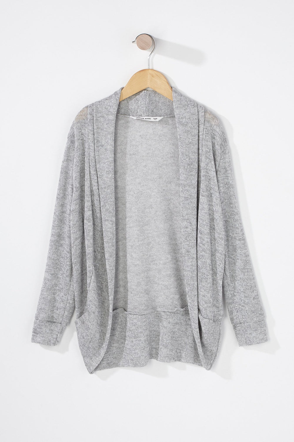 Kids Girls Basic Knit Open-Front Cardigan Heather Grey
