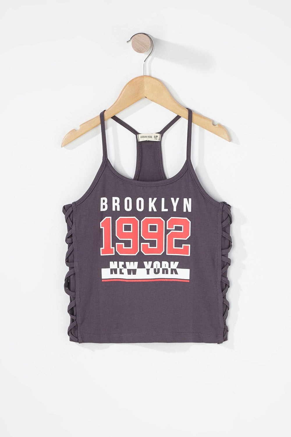 Kids Girls Brooklyn 1992 Caged Side Graphic Camisole Heather Grey