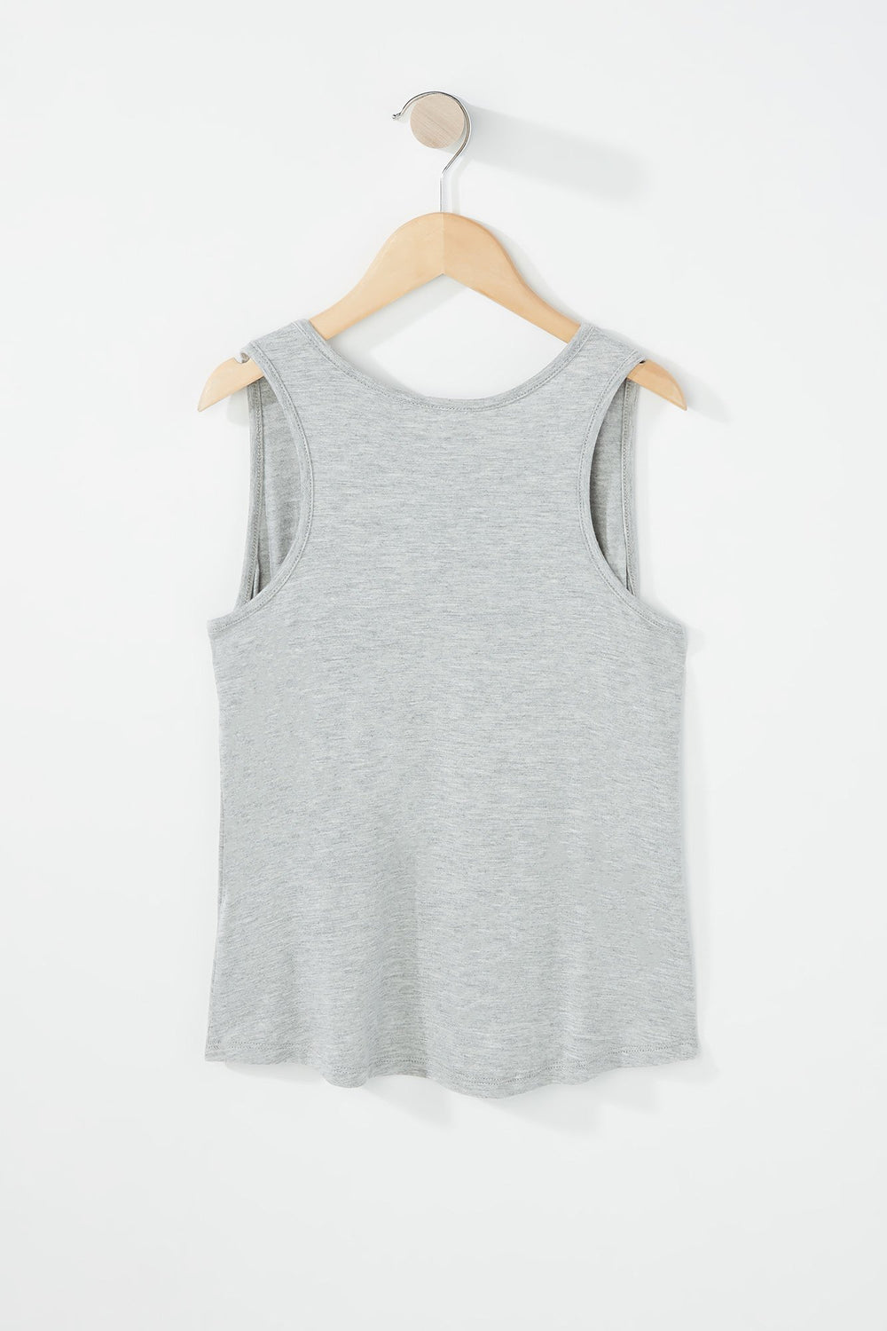 Kids Girls Caged Neck Graphic Tank Heather Grey