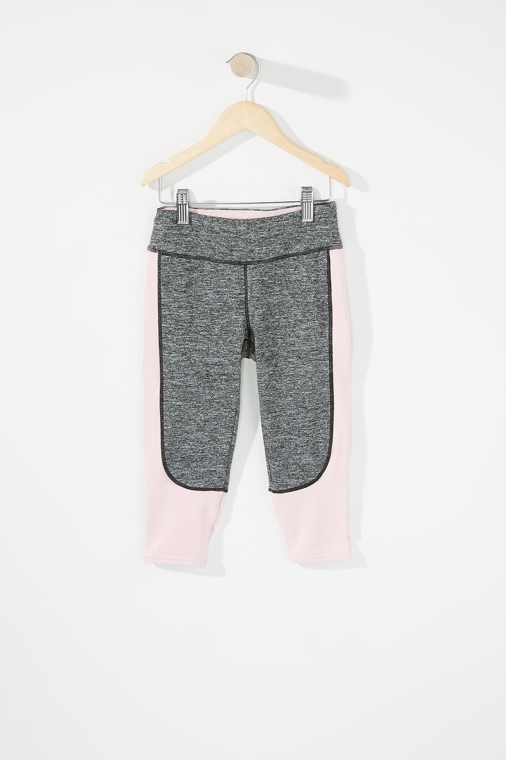 Kids Girls Colour Block Printed Active Legging Heather Grey