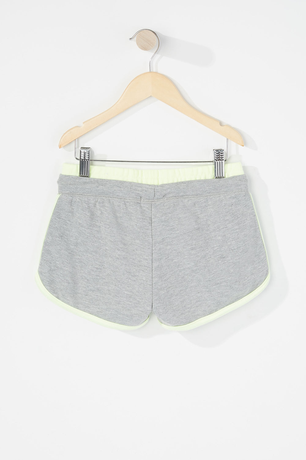 Kids Girls Contrast Graphic Dolphin Hem Drawstring Short Heather Grey