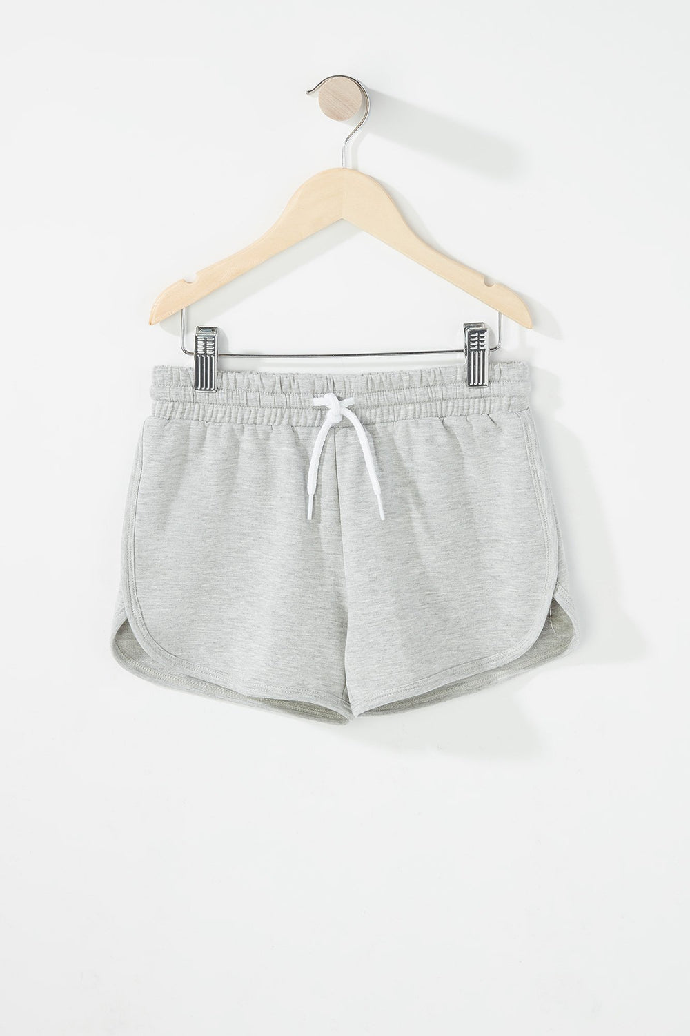 Kids Girls Dolphin Hem Drawstring Short Heather Grey