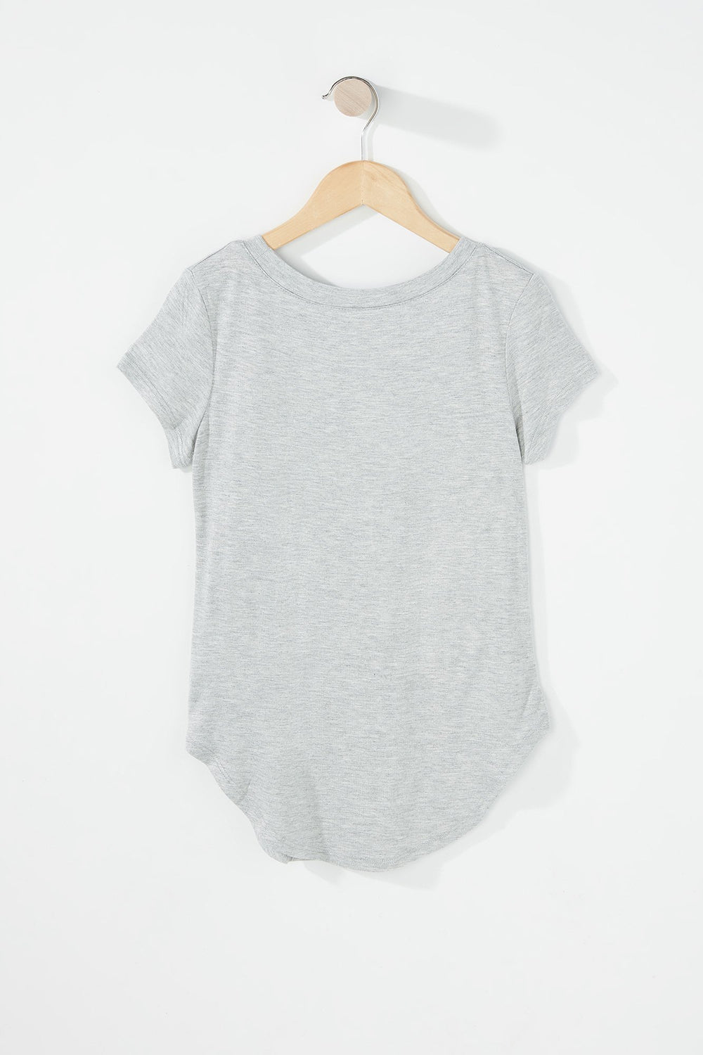Kids Girls Dolphin Hem Lightweight T-Shirt Heather Grey