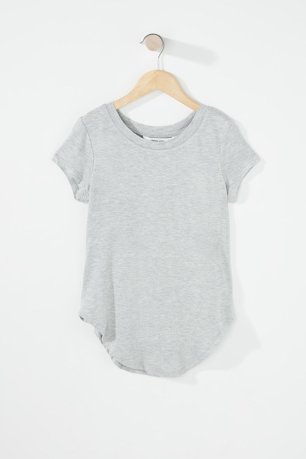 Kids Girls Dolphin Hem Lightweight T-Shirt Heather Grey