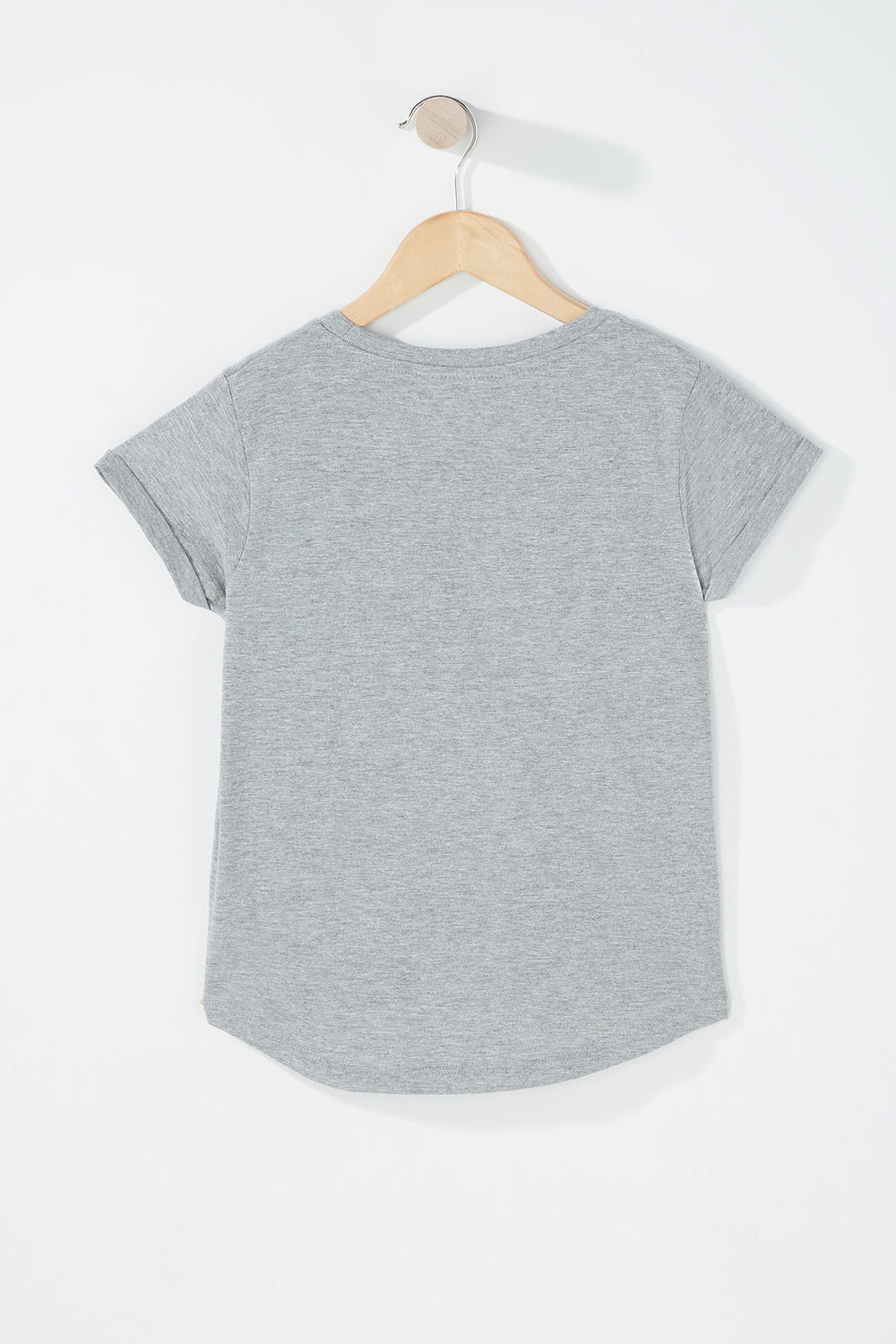 Kids Girls Dolphin Hem Pocket T-Shirt Heather Grey