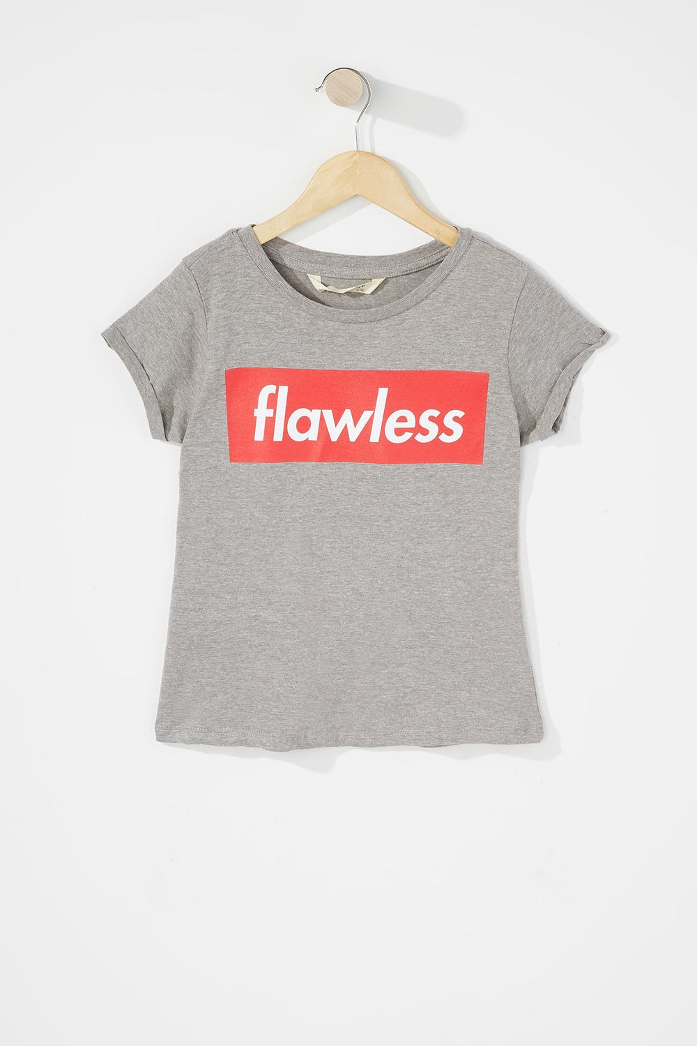 Kids Girls Flawless Box Logo Graphic T-Shirt Heather Grey