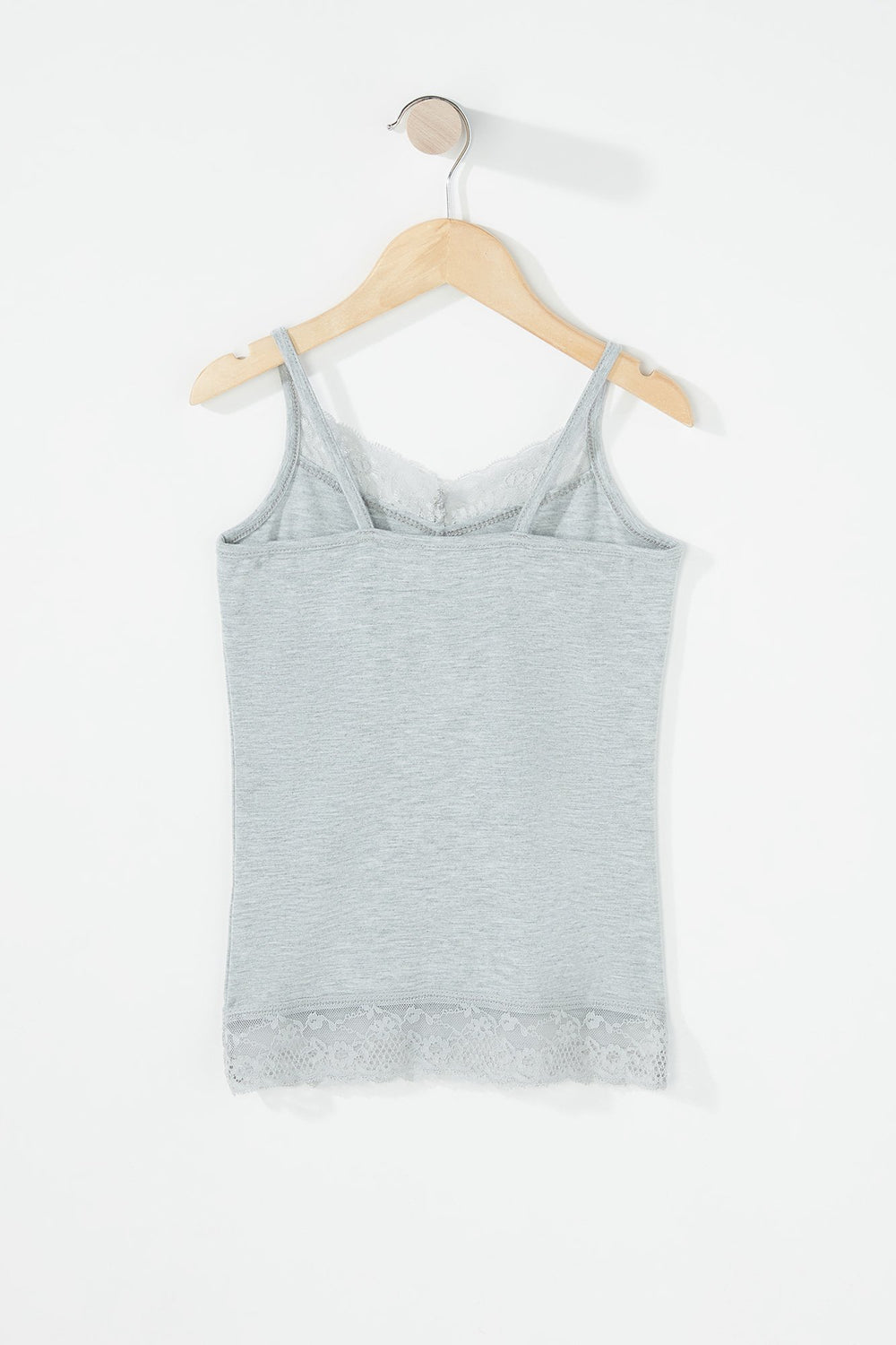 Kids Girls Lace Ribbed Camisole Heather Grey