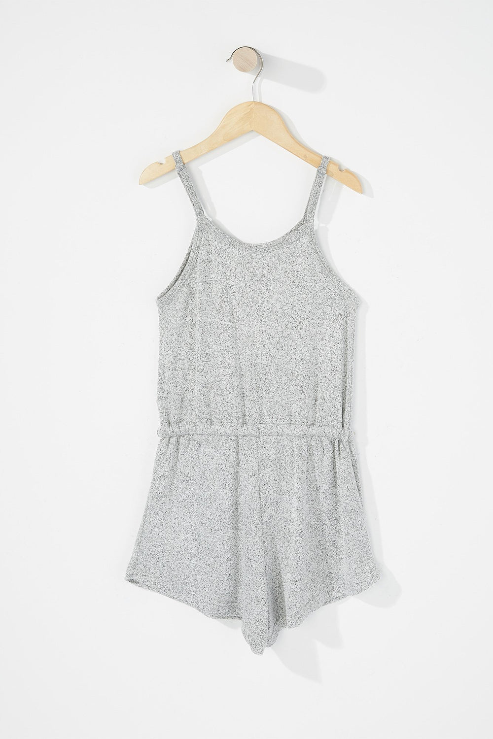 Kids Girls Sleeveless Hacci Self-Tie Romper Heather Grey