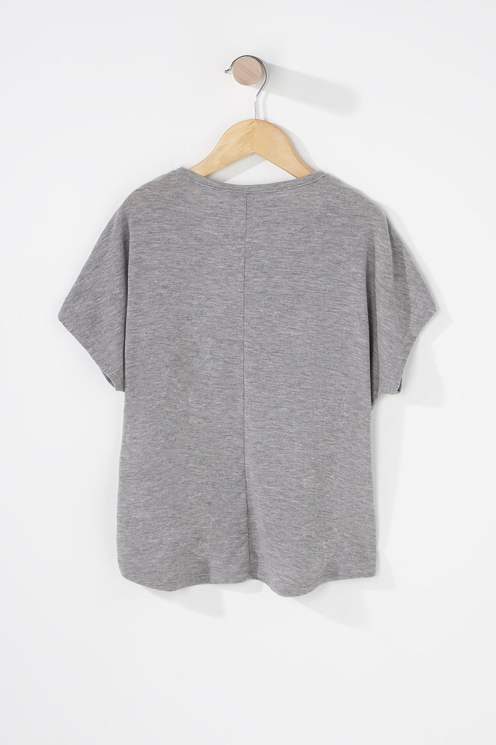 Kids Girls V-Neck Dolman Basic T-Shirt Heather Grey