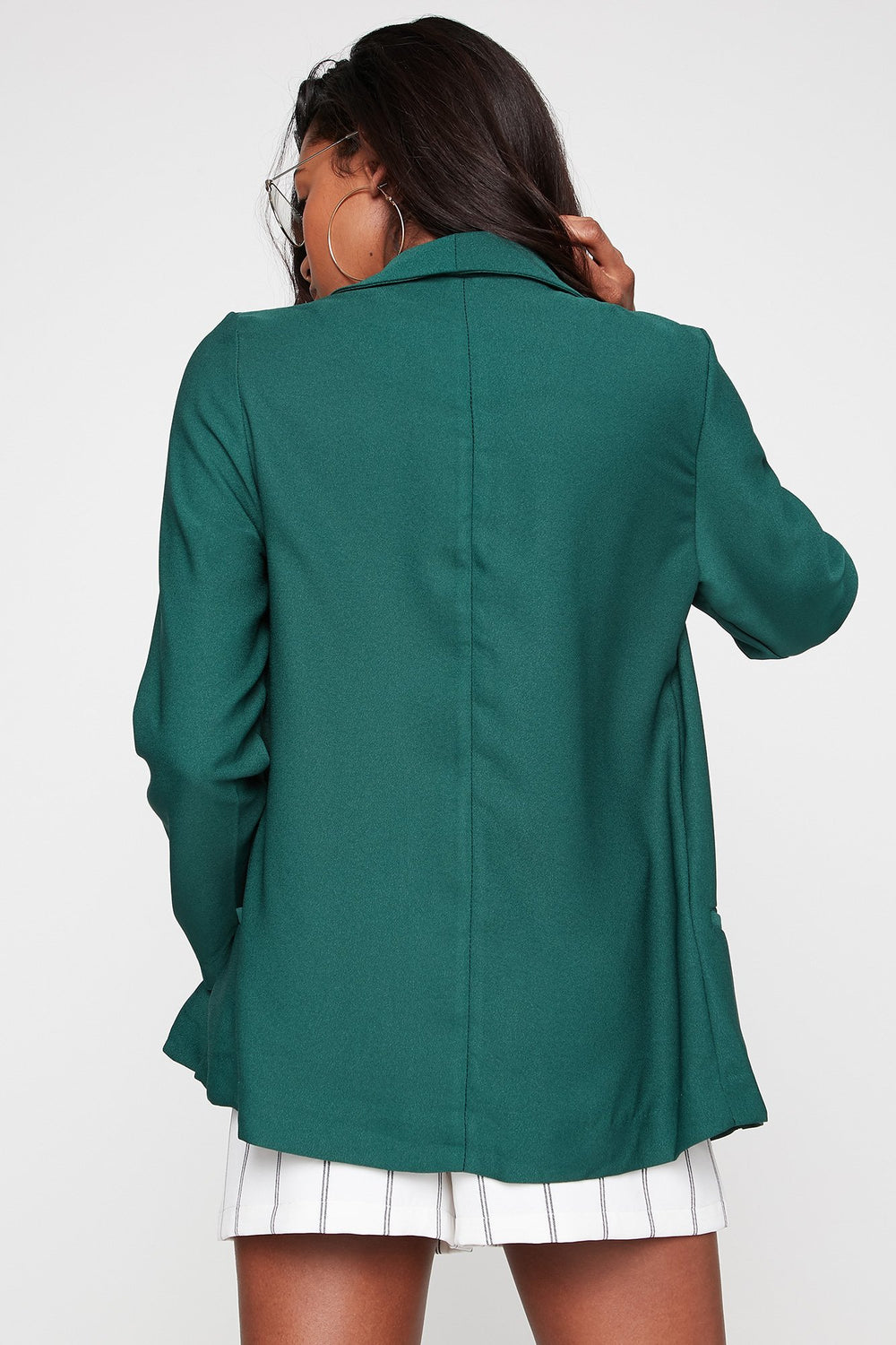 Women Crepe Open-Front Blazer Hunter Green