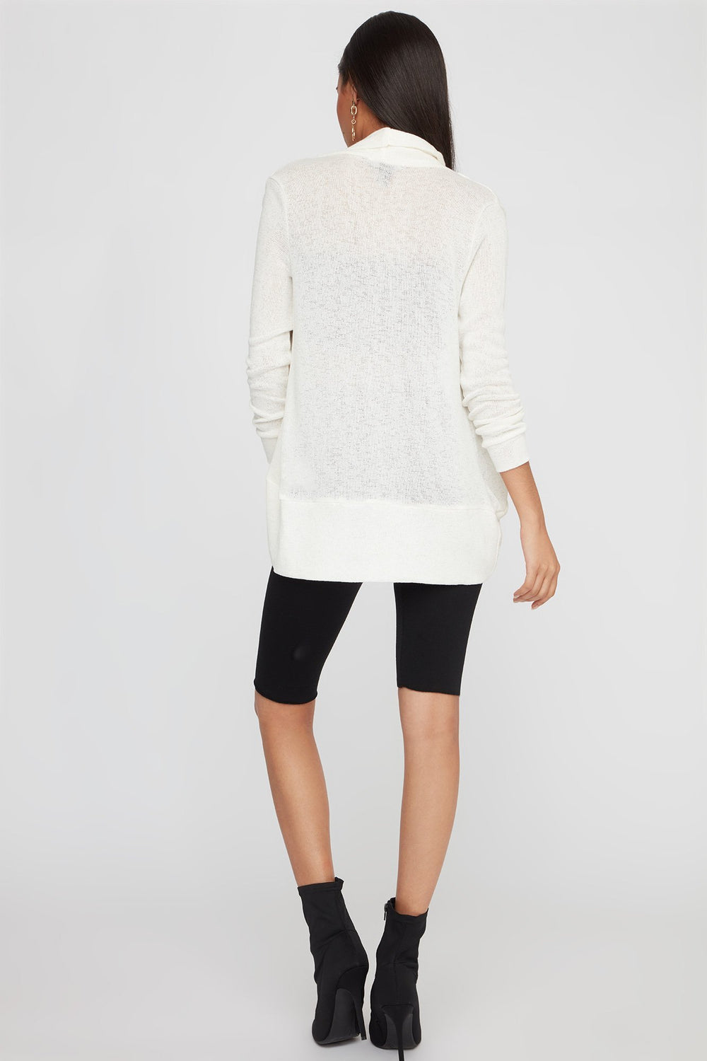Women Cardigan asymétrique moucheté Ivoire