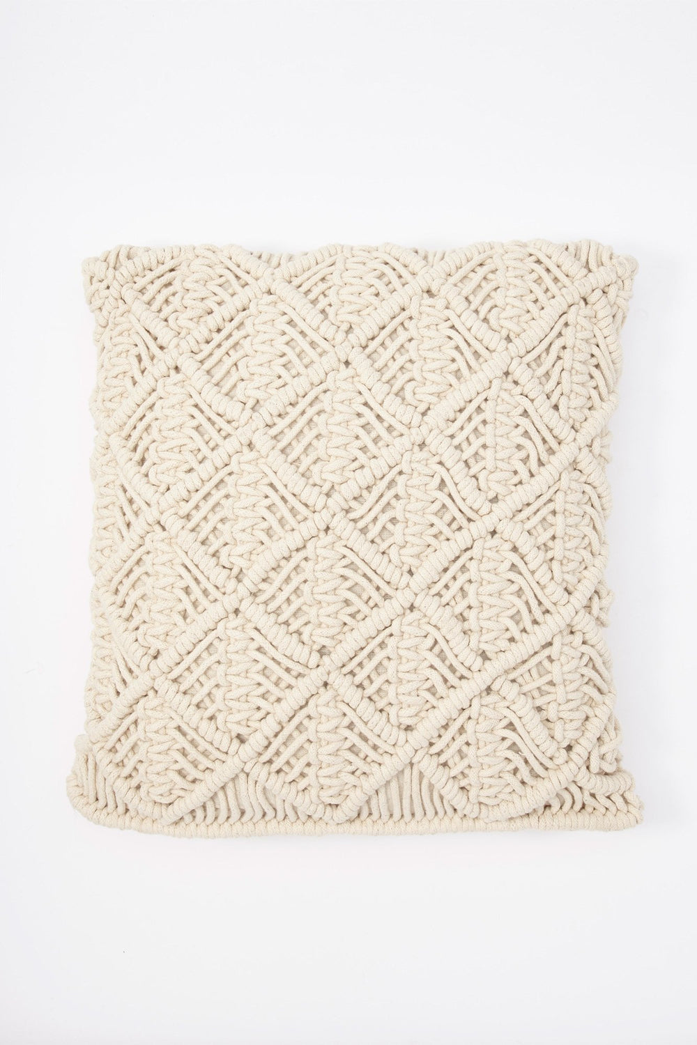 Women Coussin décoratif en tricot crocheté Ivoire