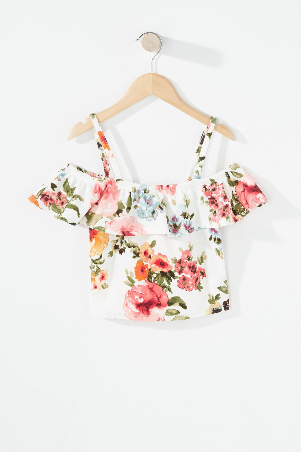 Kids Ensemble deux-pièces blouse et jupe volantées fleuries pour fille Ivoire