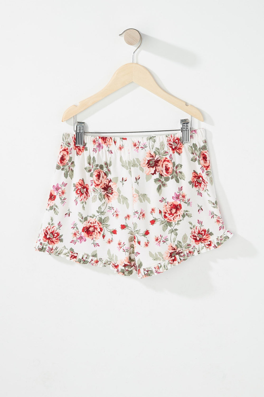 Kids Short tulipe volanté fleuri à taille coulissante pour fille Ivoire