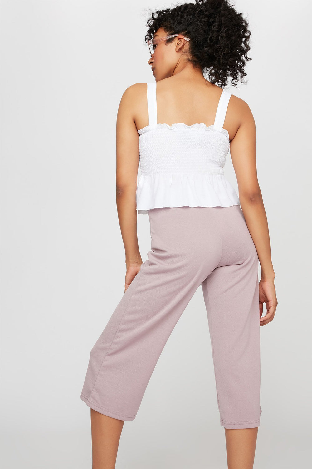 Women Smocked Ruffle Camisole Ivory