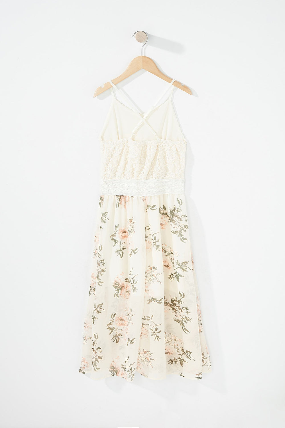 Kids Girls Crochet Floral Maxi Dress Ivory