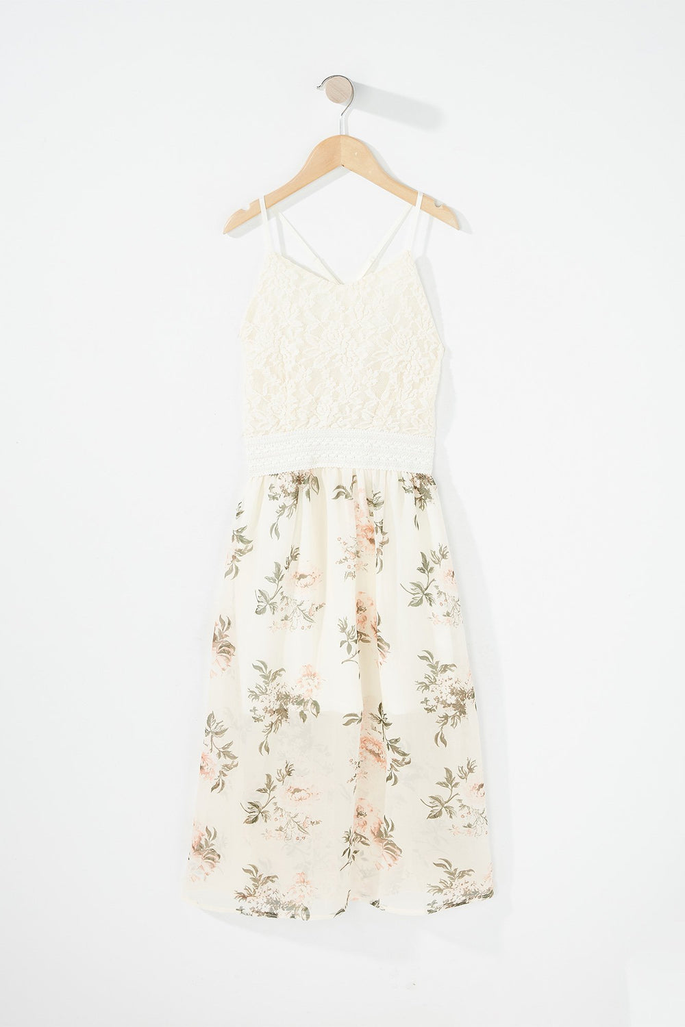 Kids Girls Crochet Floral Maxi Dress Ivory