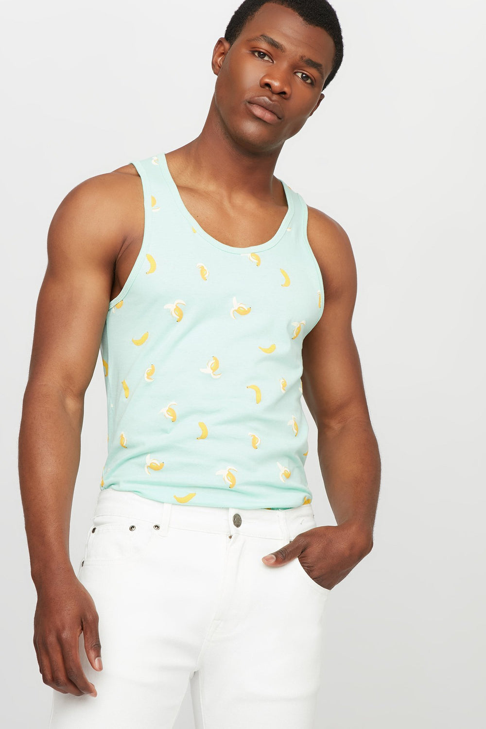 Men Printed Graphic Tank Jade