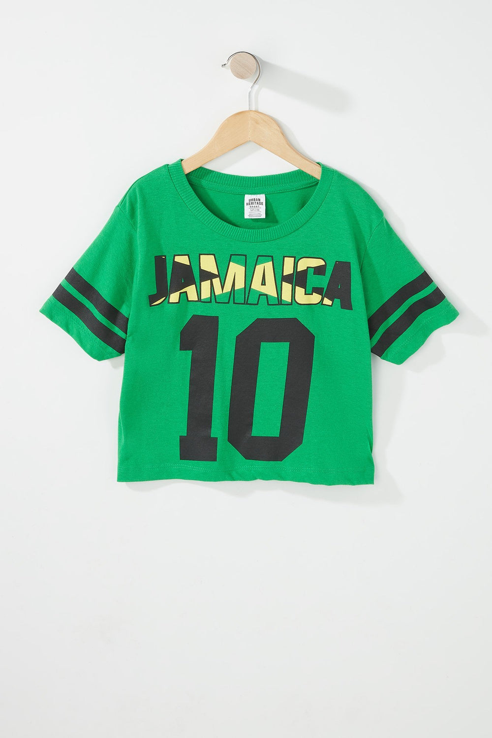 Kids T-shirt court à imprimé World Cup rayé de style universitaire pour fille Jade
