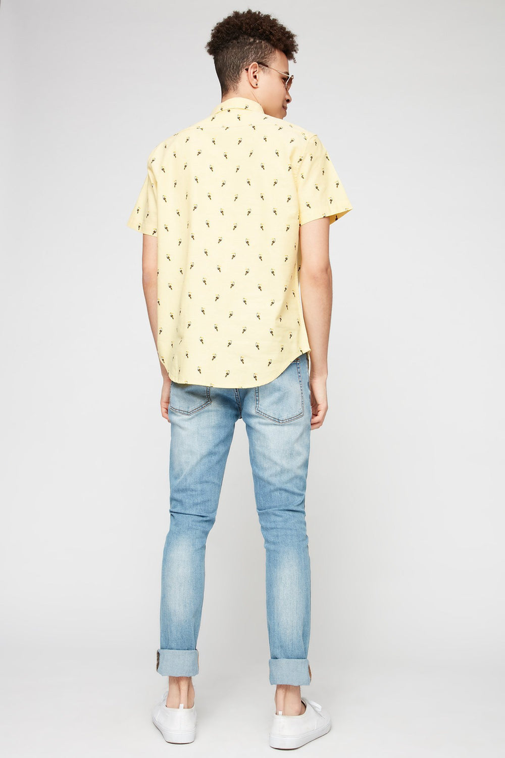Men Chemise boutonnée imprimée Jaune