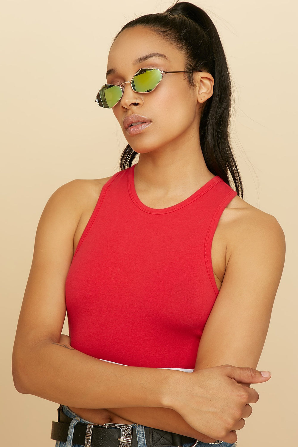 Women Lunettes de soleil rondes Jaune