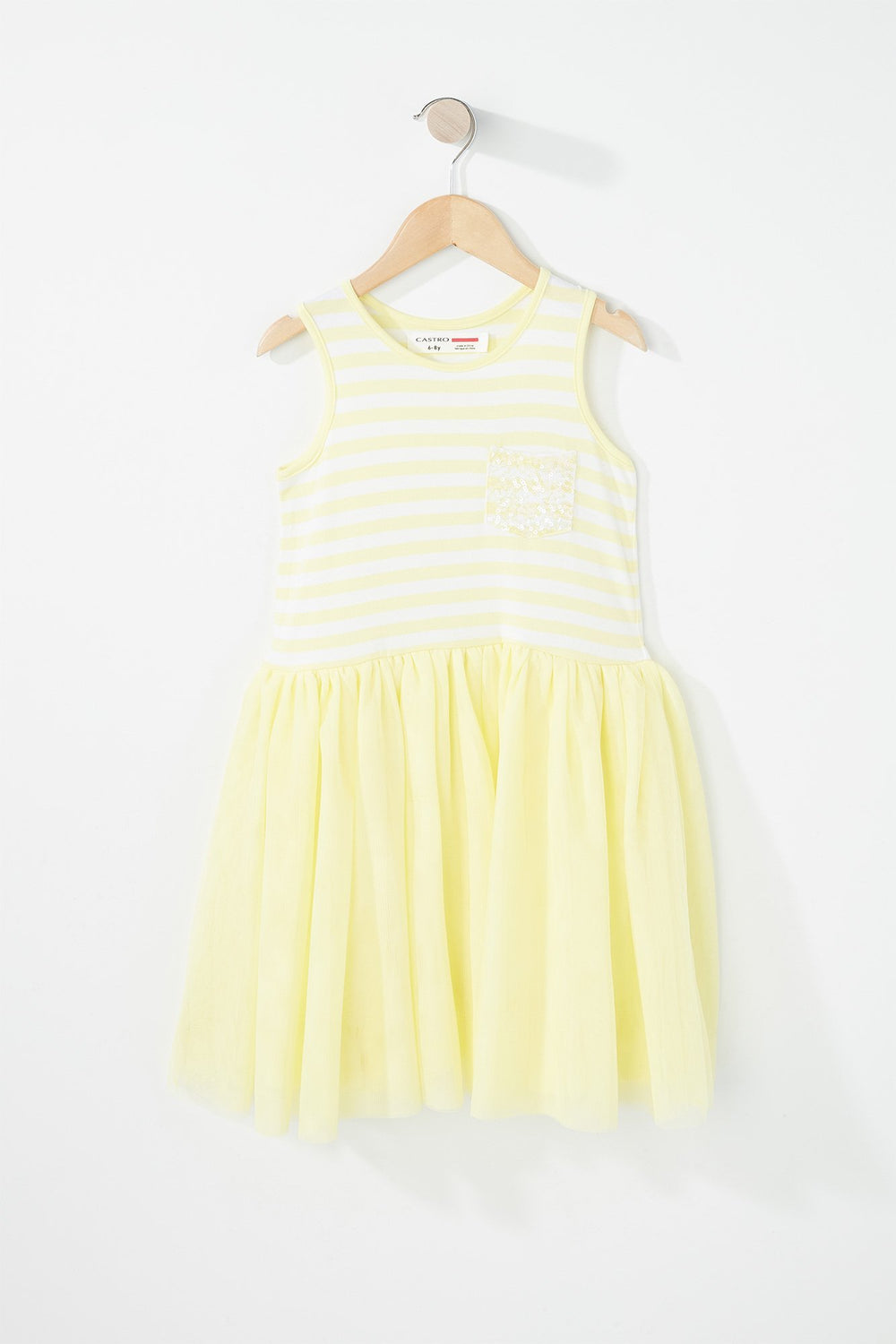 Kids Robe ballerine rayée avec poche à paillettes pour fille Jaune