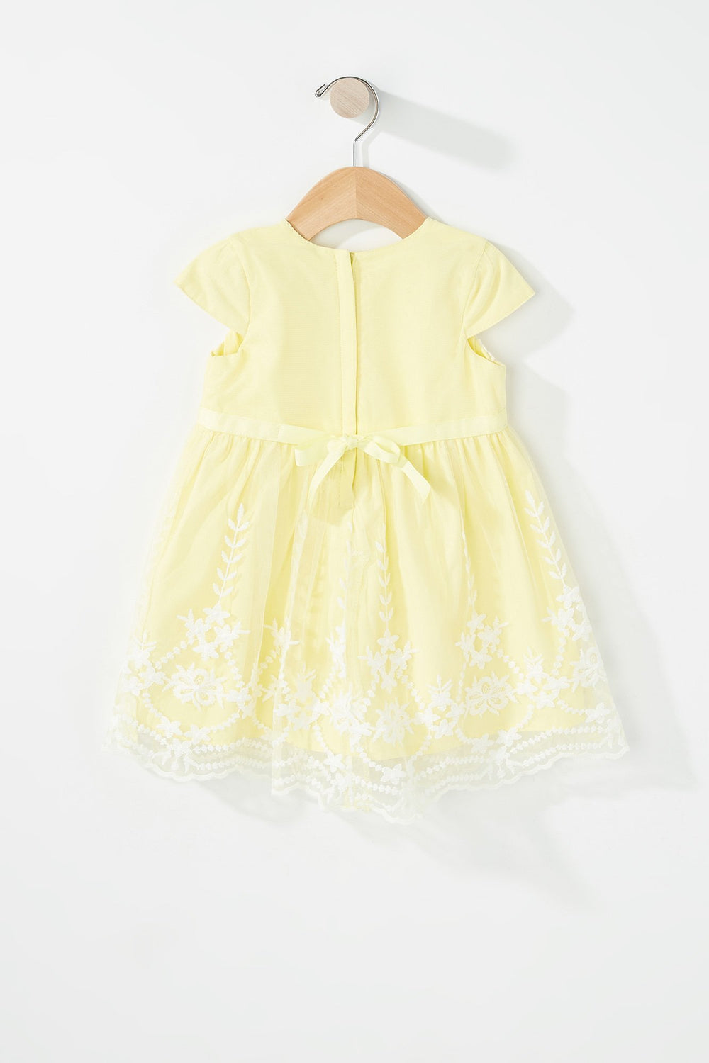 Kids Robe en dentelle crochetée fleurie pour bébé fille Jaune