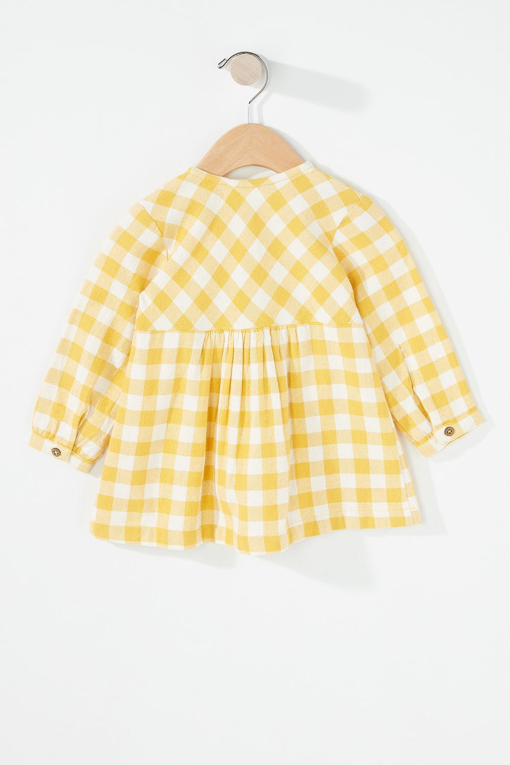Kids Robe plissée carreautée à manches longues pour bébé fille Jaune