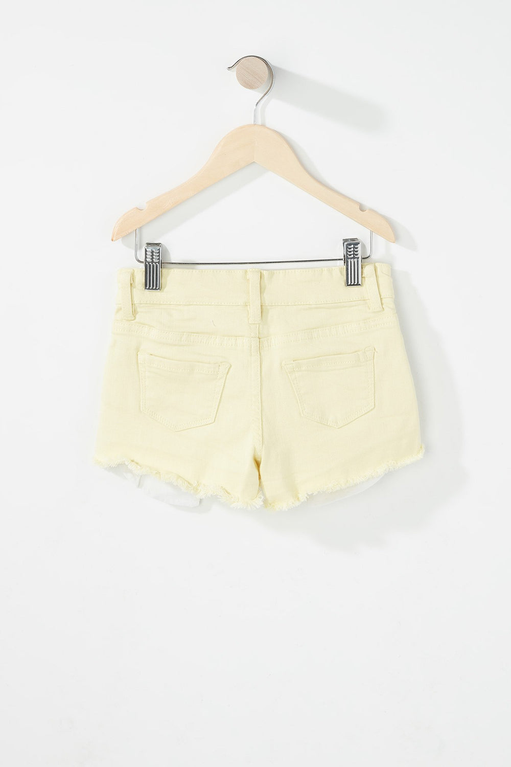 Kids Short en denim coloré avec franges pour fille Jaune