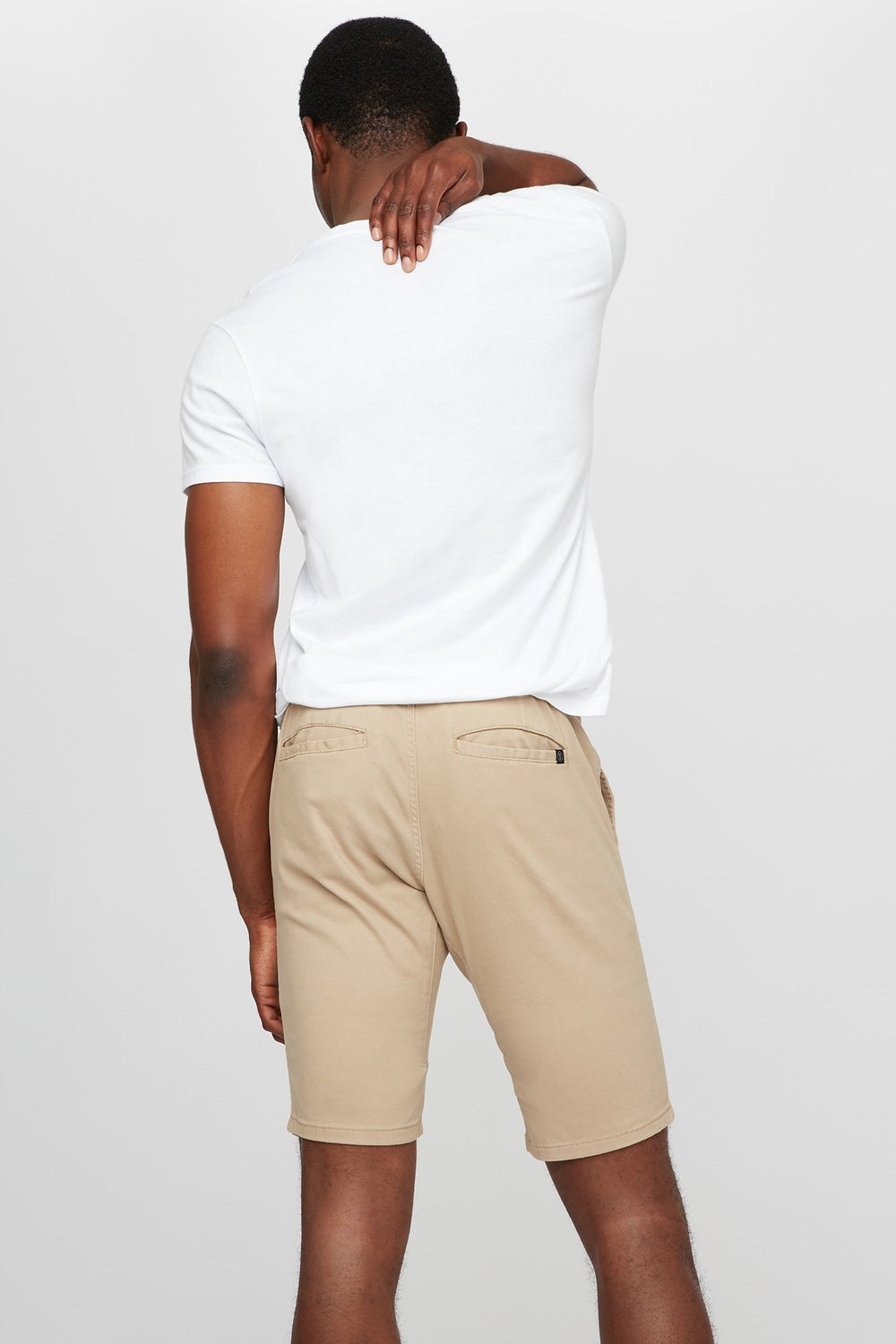 Men Slim Canvas Jogger Drawstring Short Khaki