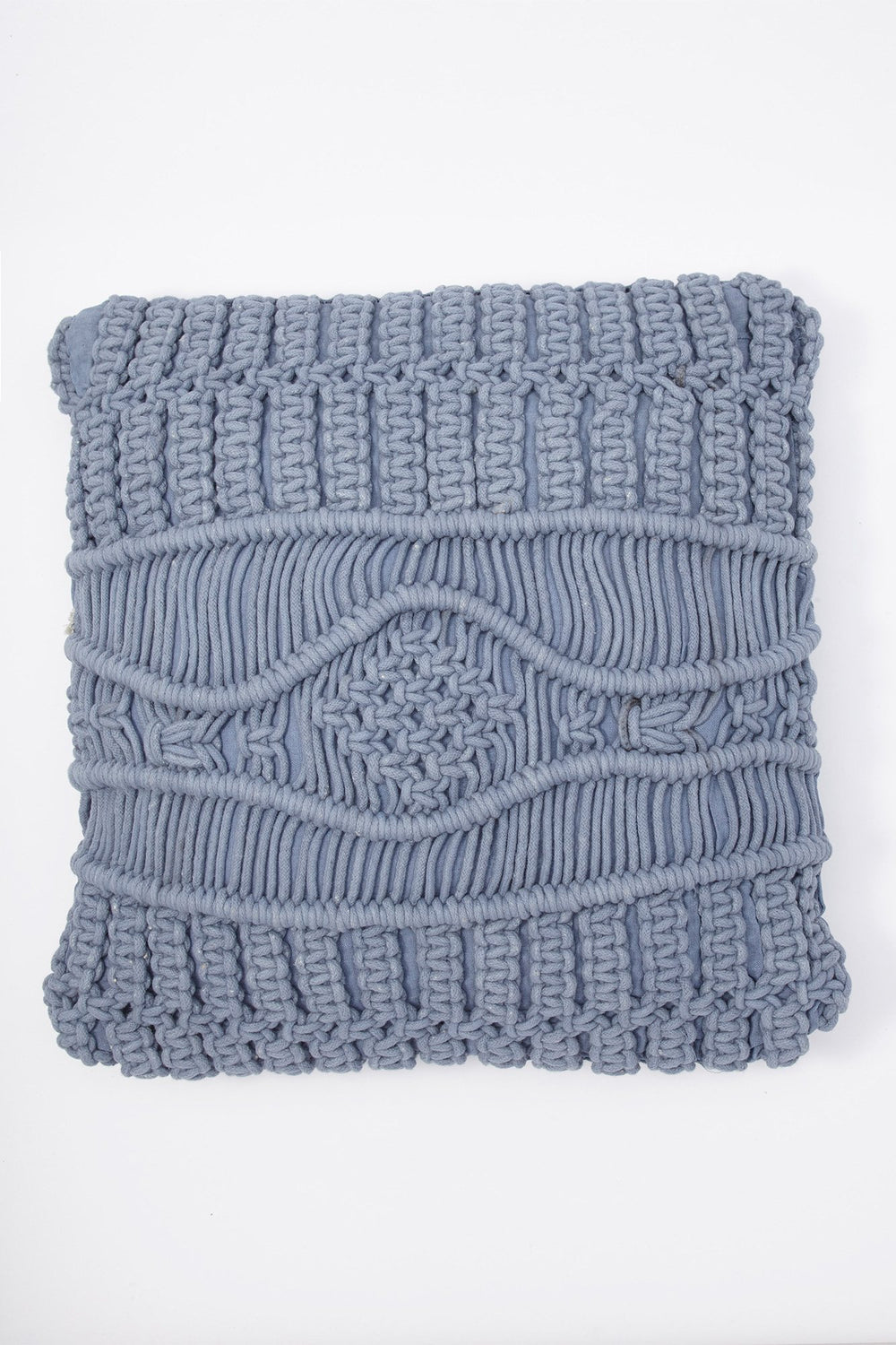 Women Blue Crochet Knit Decorative Pillow Light Blue