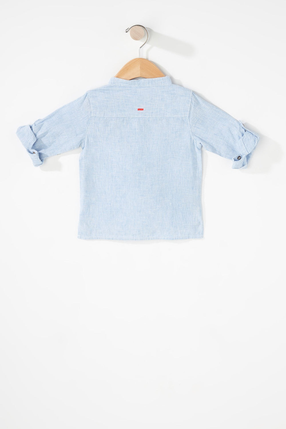 Kids Baby Boy Linen Henley Button-Up Shirt Light Blue