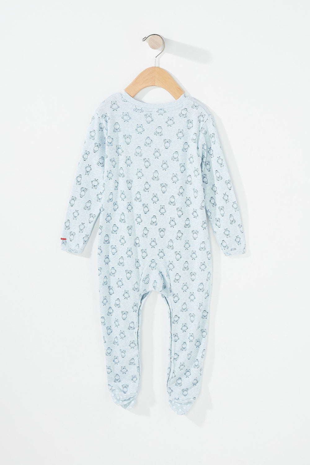 Kids Baby Boy Long Sleeve Printed Footed Onesie Light Blue