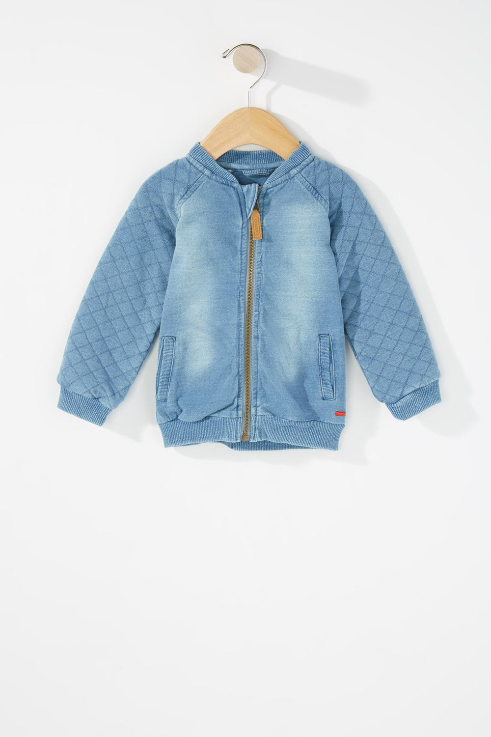 Kids Baby Boy Quilted Chambray Bomber Light Blue