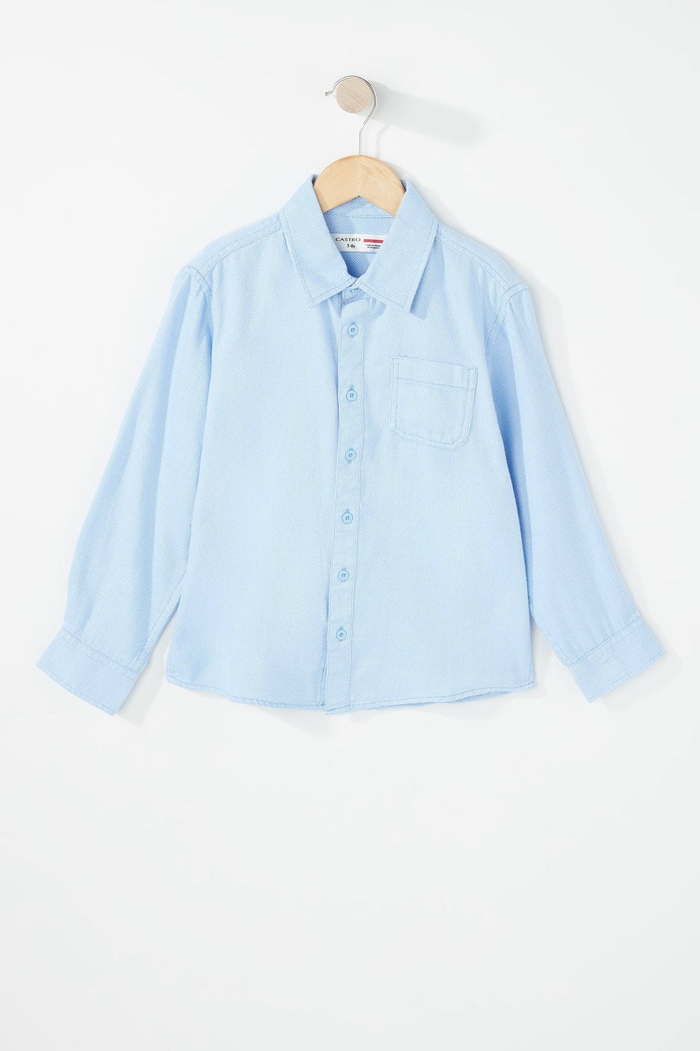 Kids Boys Lightweight Button-Up Pocket Collar Shirt Light Blue