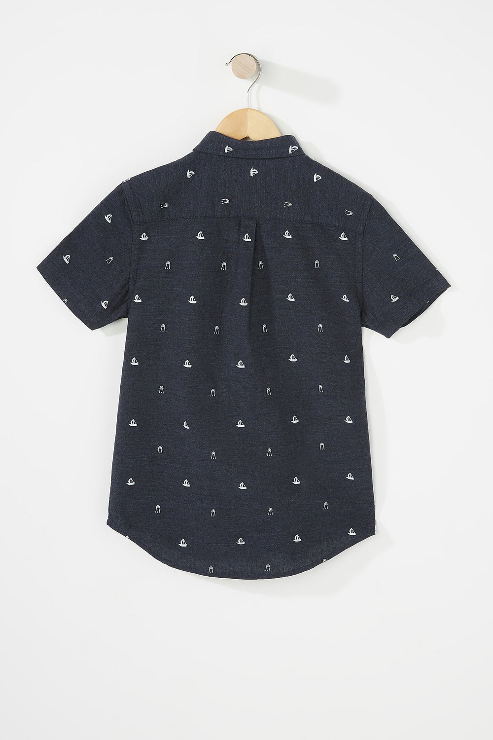 Kids Boys Pinned Collar Printed Button-Up Short Sleeve Shirt Light Blue