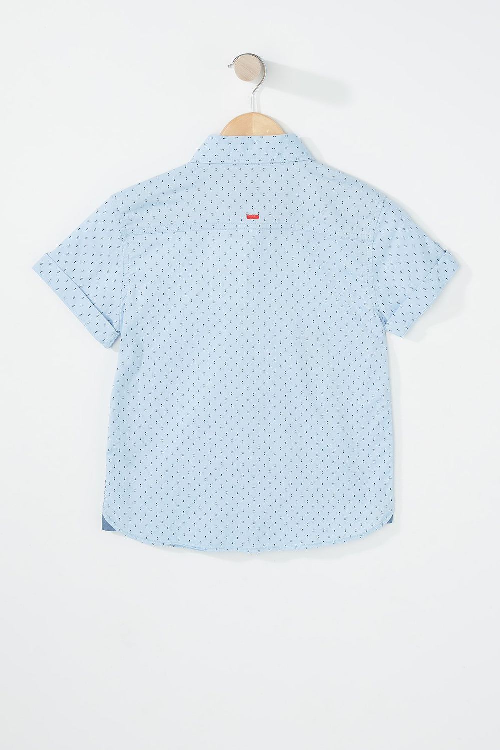 Kids Boys Roll-Tab Button-Up Printed Short Sleeve Shirt Light Blue