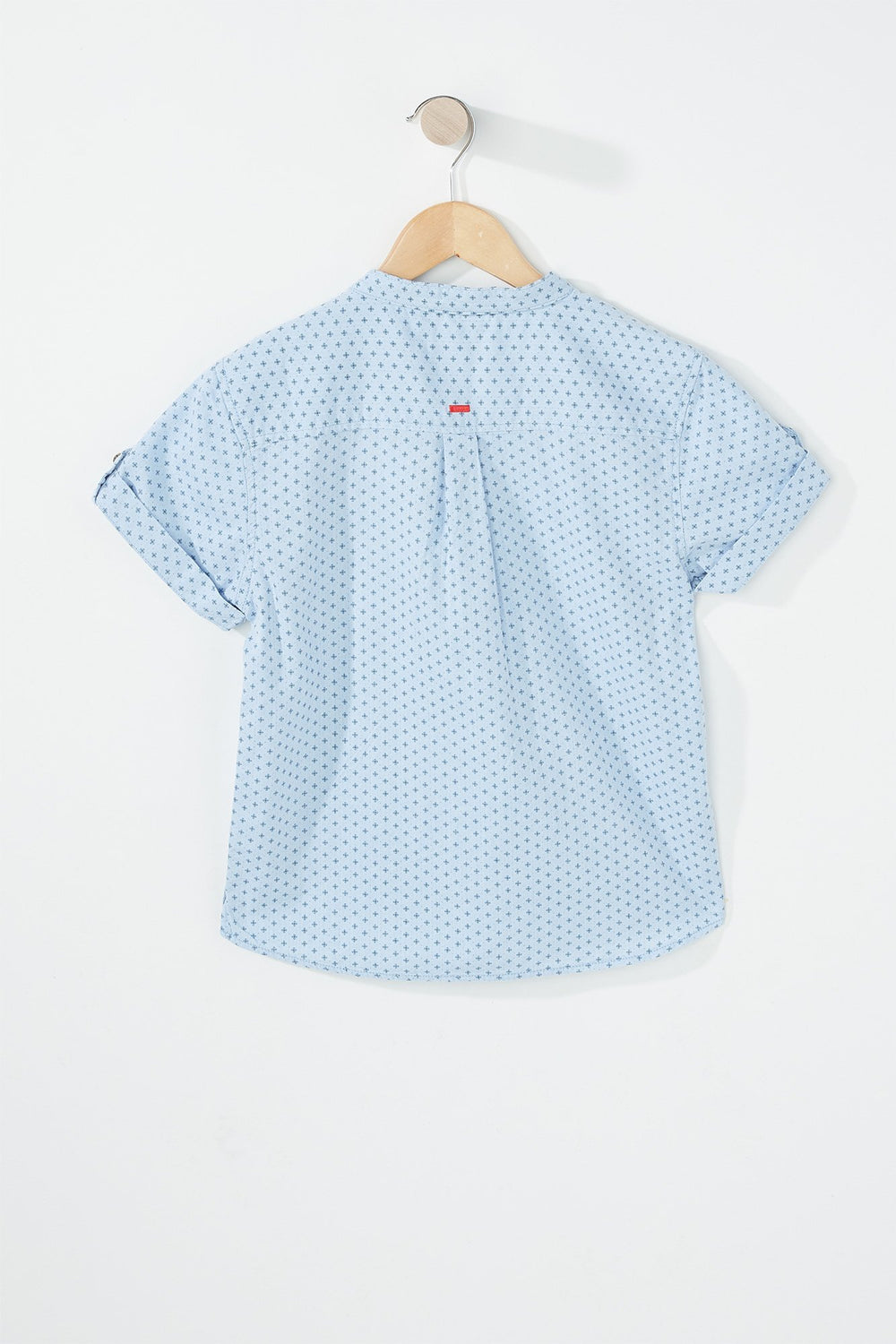Kids Boys Roll-Tab Henley Pocket Short Sleeve Shirt Light Blue