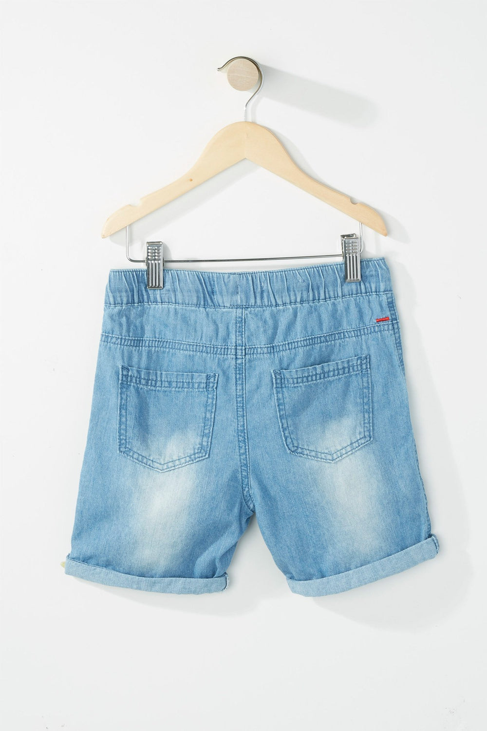 Kids Boys Roll-Up Denim Drawstring Short Light Blue