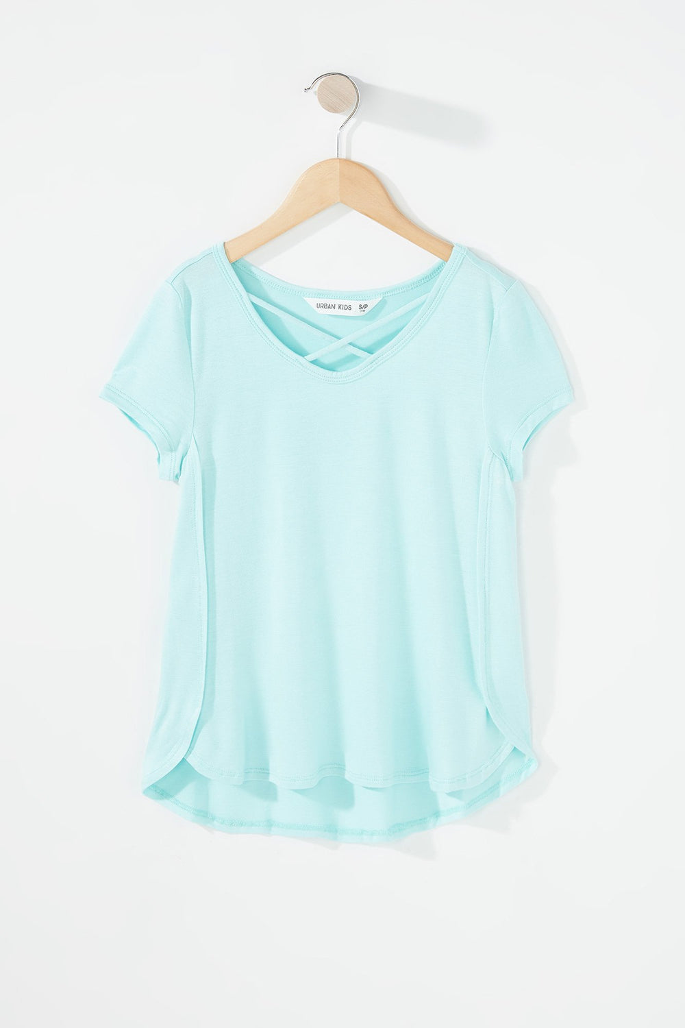 Kids Girls Caged Scoop Neck T-Shirt Light Blue