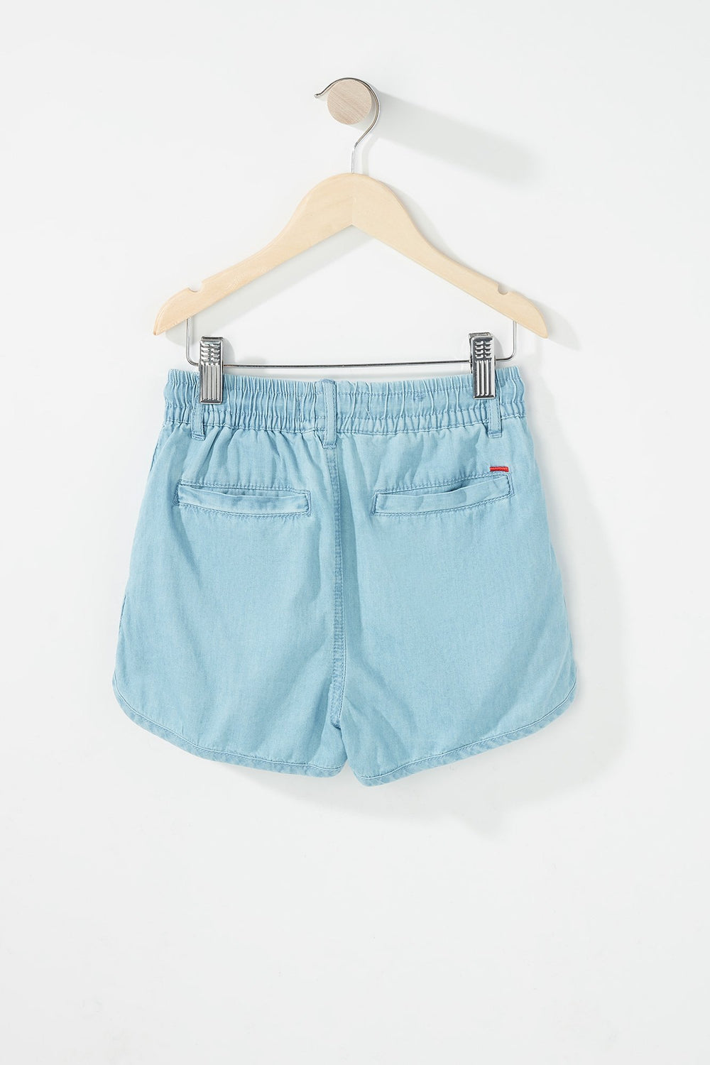 Kids Girls Rope Drawstring Denim Short Light Blue