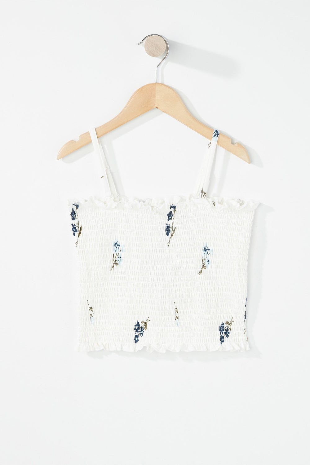 Kids Girls Smocked Cropped Tank Light Blue