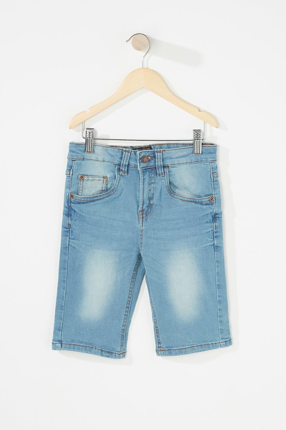 Kids Boys Light Wash Slim Bermuda Denim Short Light Denim Blue