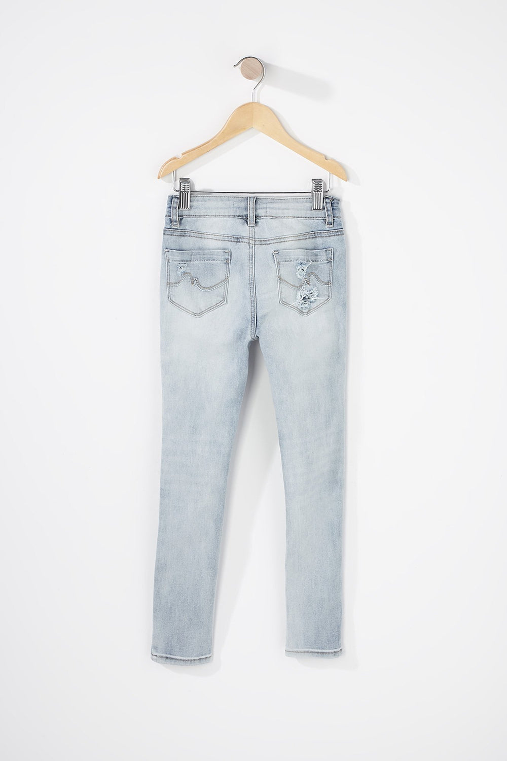 Kids Girls Distressed Skinny Jean Light Denim Blue