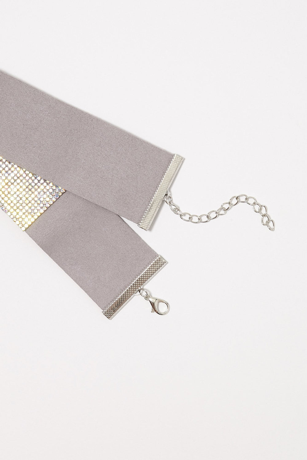 Women Glitter Velvet Choker Light Grey