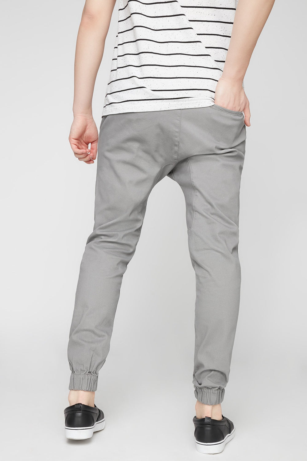 Men Grey Twill Drawstring Jogger Light Grey